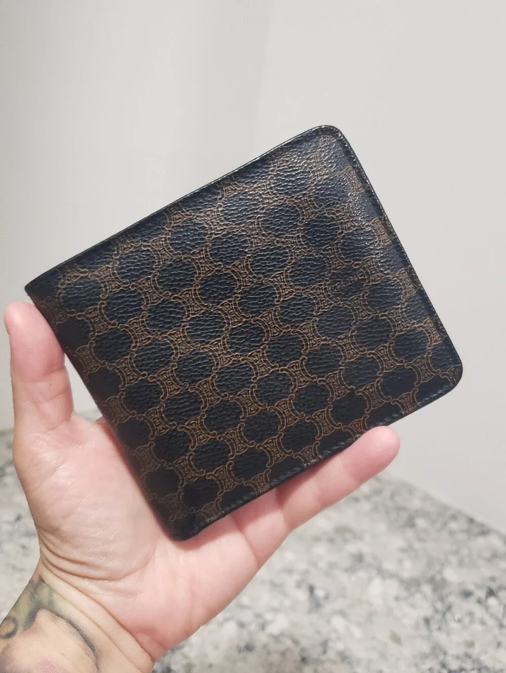 Celine Triomphe Canvas Bifold Wallet With Coin Pocket